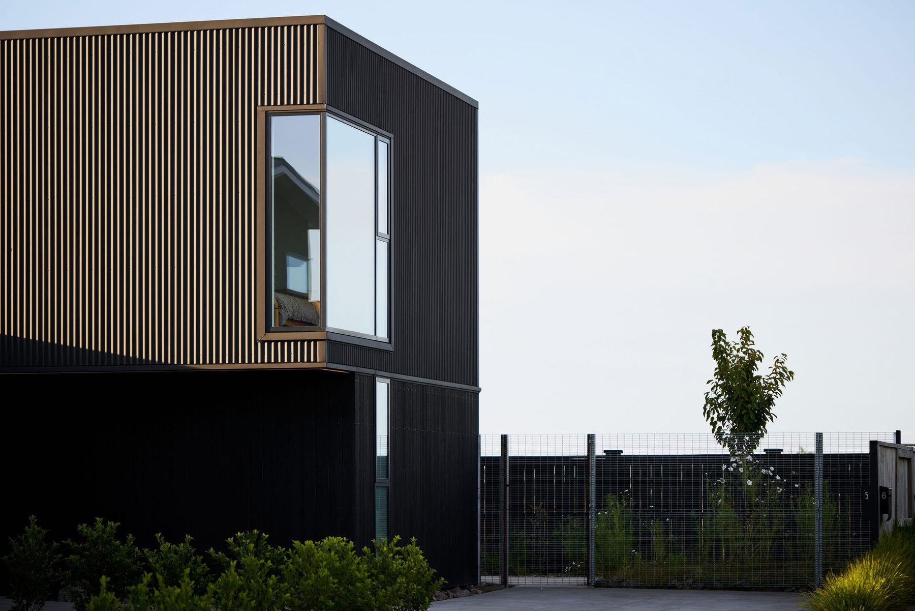 The upper volume above the timber fence.