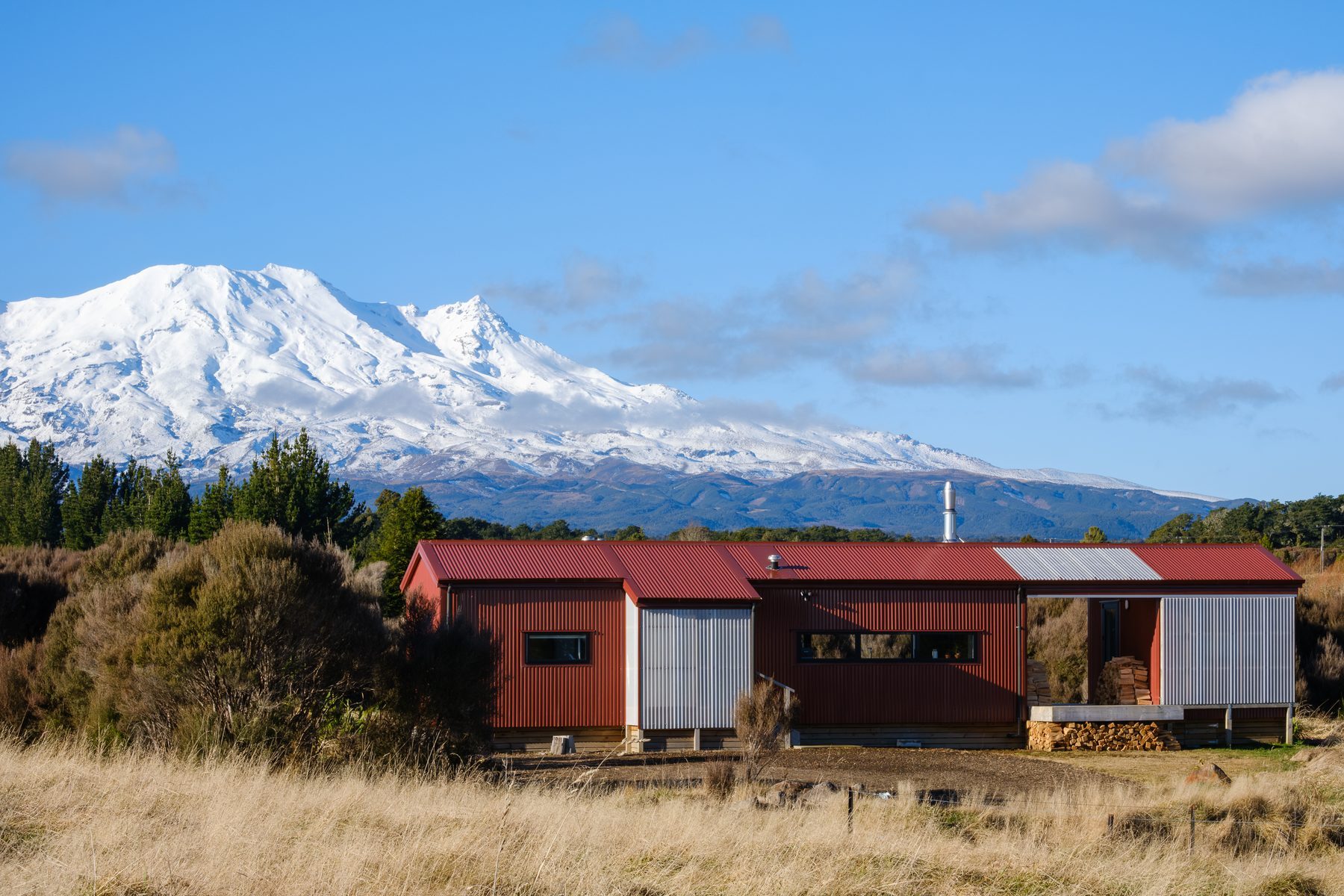 The hut settled in its alpine setting.