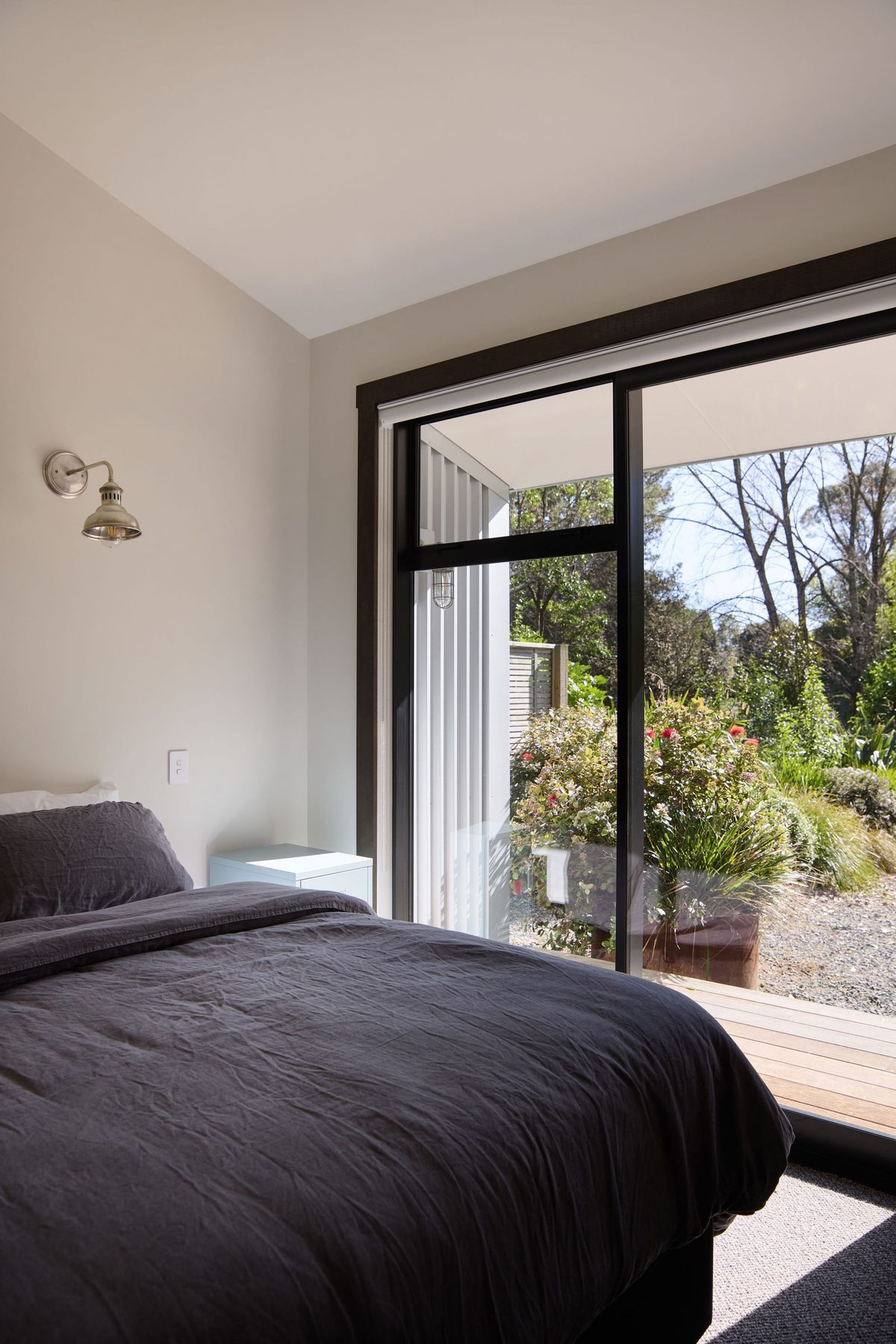 Bedroom opening to the bush.