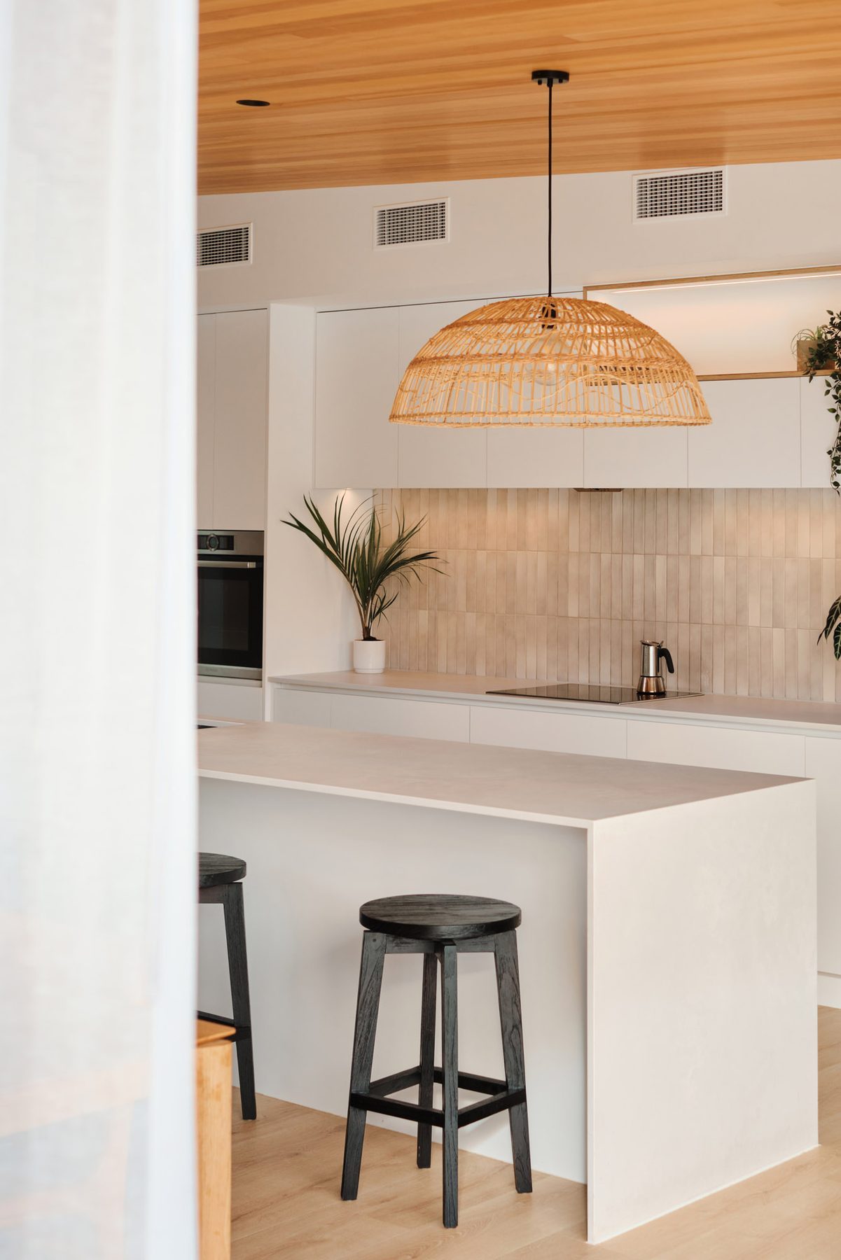 Kitchen with island and pendant.